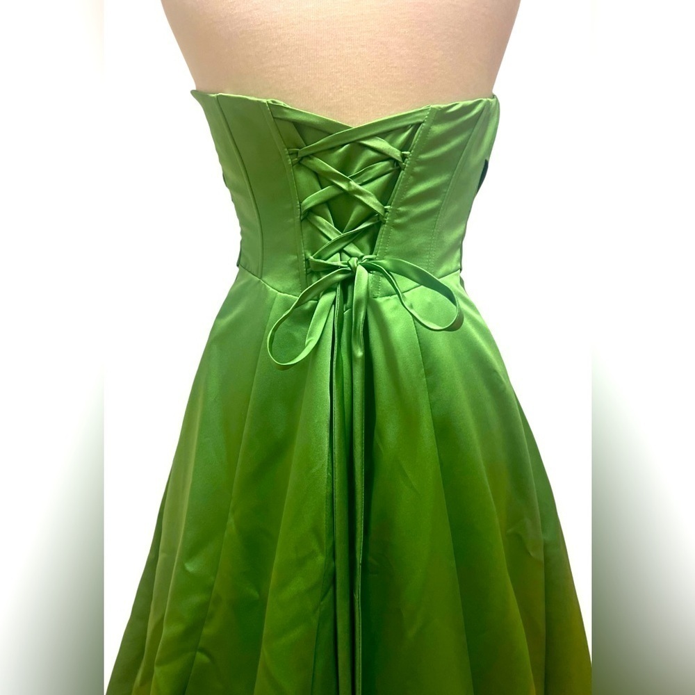 NWT- David and bridal strapless green long formal dress - Picture 3 of 8